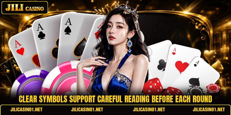 Clear symbols support careful reading before each round