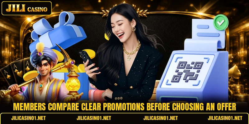 Members compare clear promotions before choosing an offer Members compare clear promotions before choosing an offer