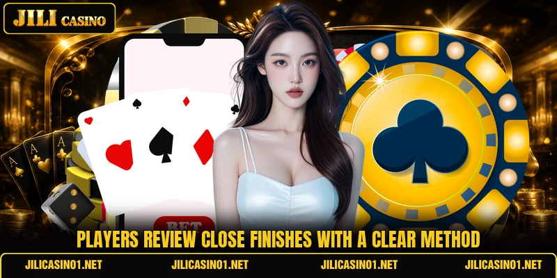 Players review close finishes with a clear method Players review close finishes with a clear method