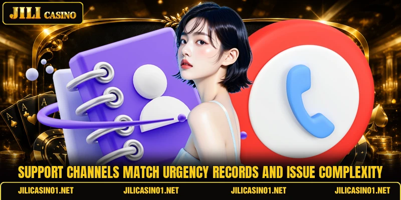 Support channels match urgency records and issue complexity Support channels match urgency records and issue complexity